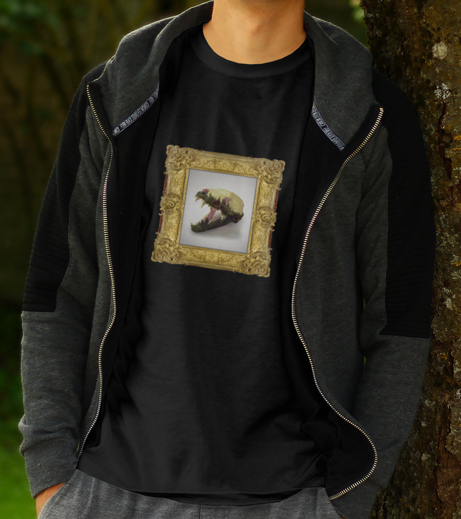 Badger Skull In Ornate Gold Frame T-Shirt