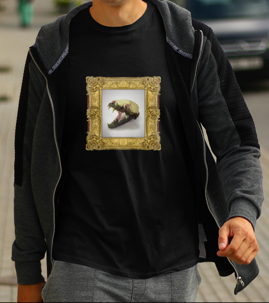 Badger Skull In Ornate Gold Frame T-Shirt