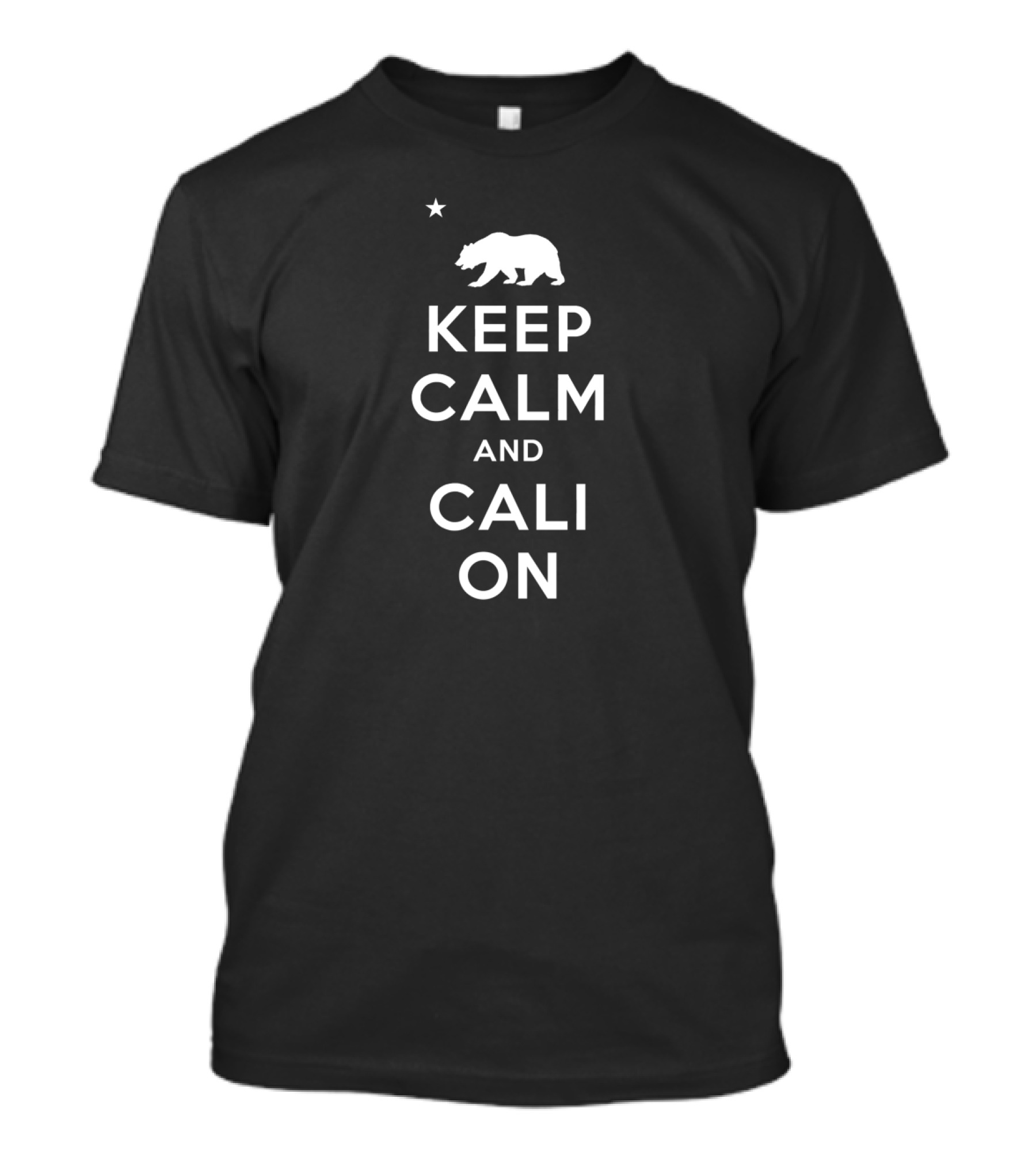 Keep Calm And Cali On Bear Silhouette With Star California T-Shirt