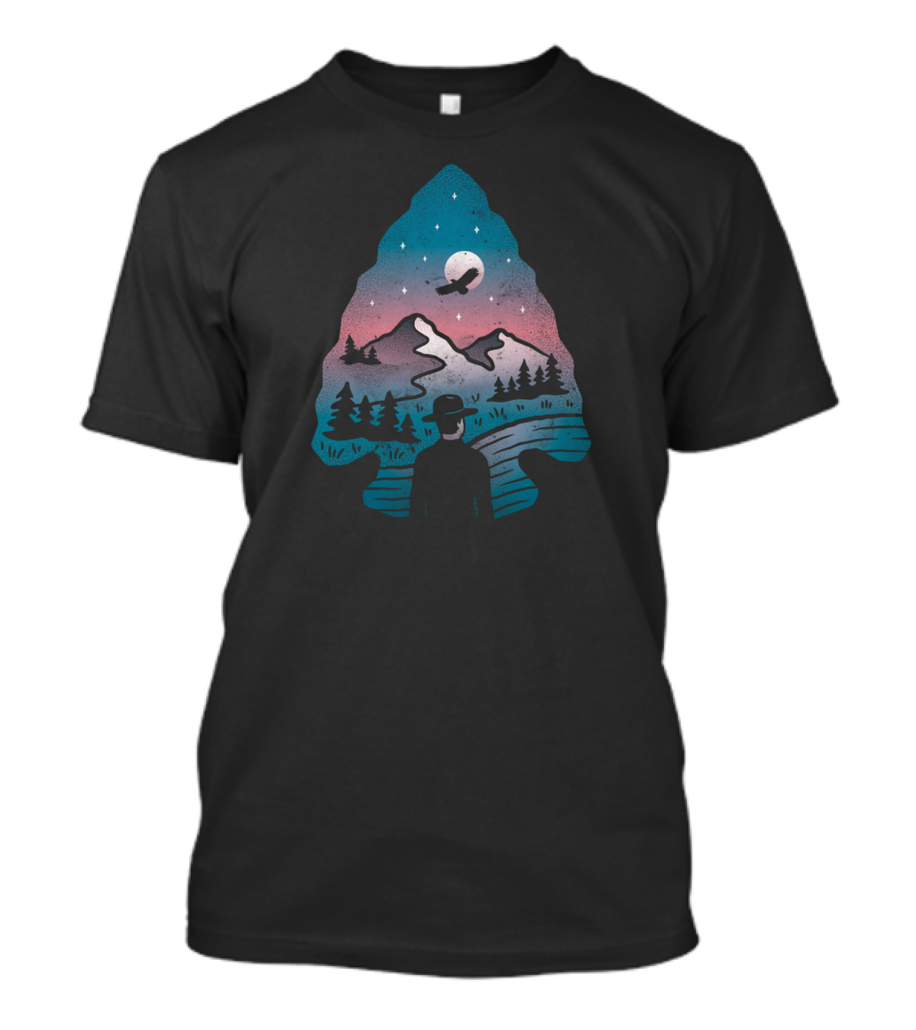 Take Aim Silhouette With Arrowhead Mountain And Moonlit Sky T-Shirt