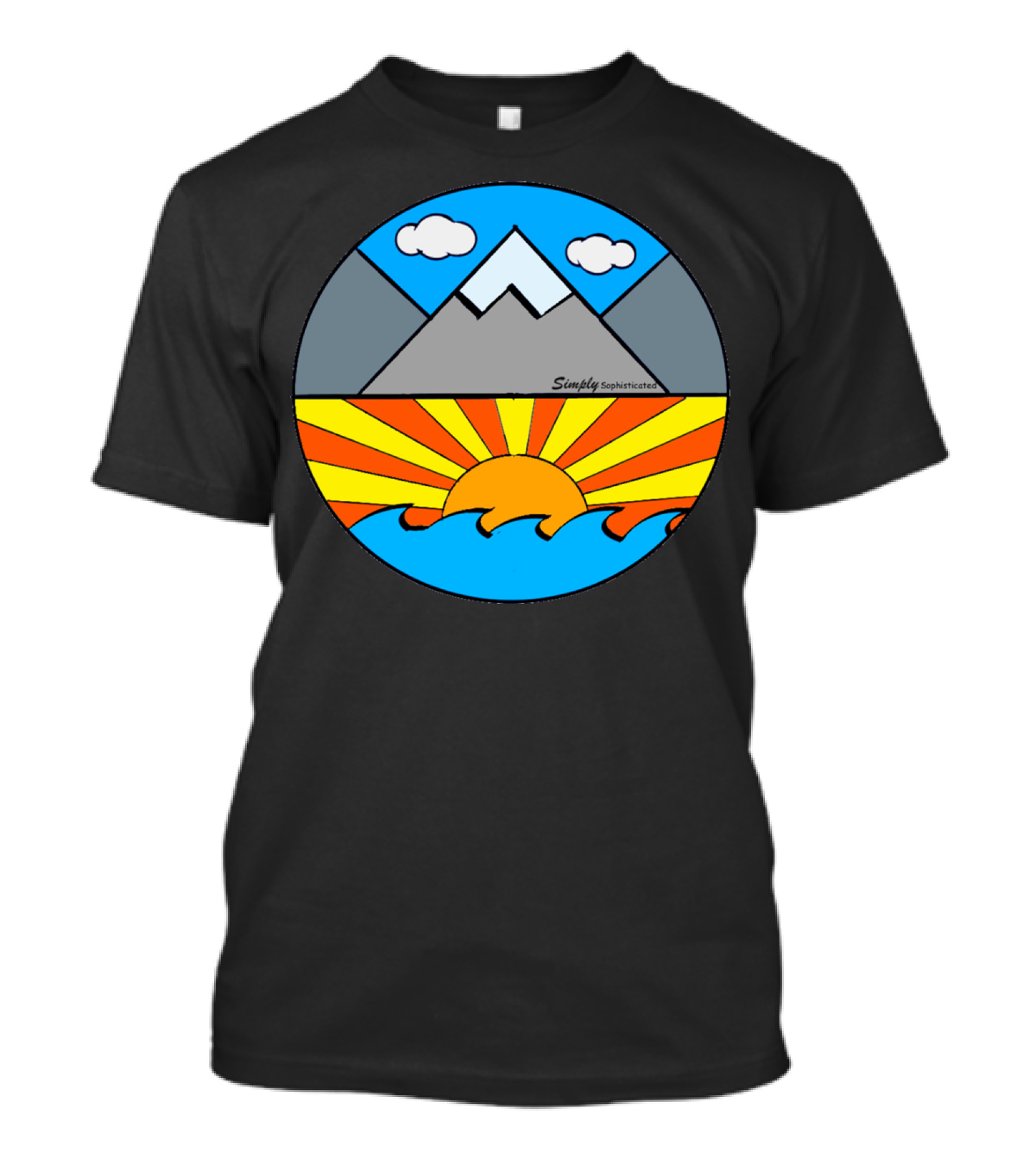 Simply Sophisticated Mountains Sunrise Ocean Scene T-Shirt