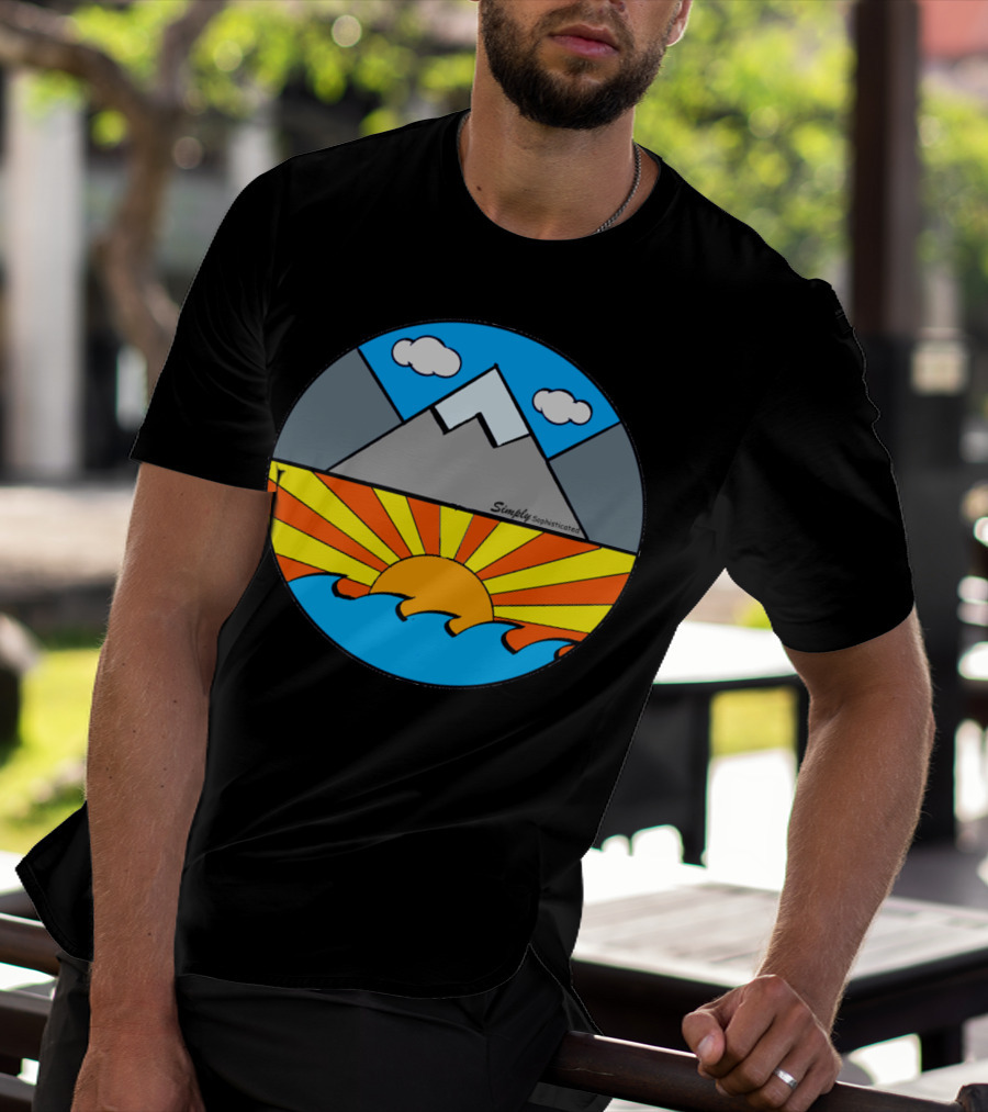 Simply Sophisticated Mountains Sunrise Ocean Scene T-Shirt