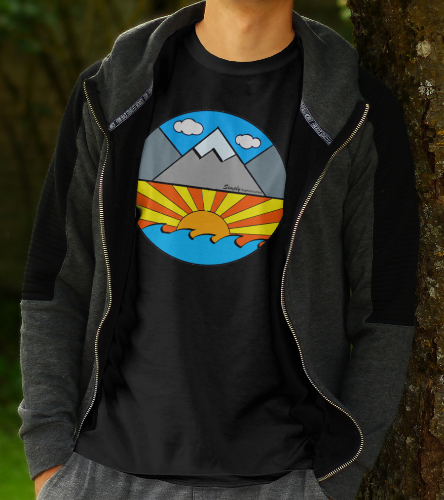 Simply Sophisticated Mountains Sunrise Ocean Scene T-Shirt