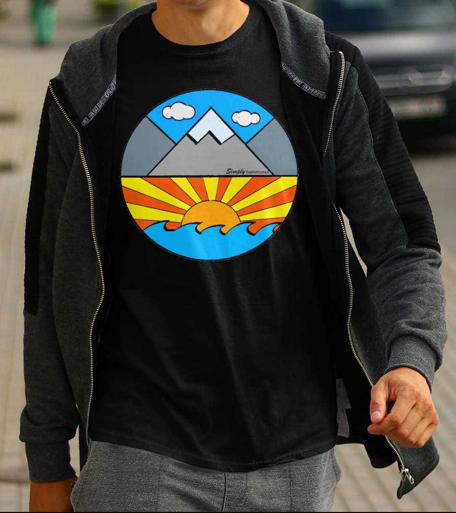 Simply Sophisticated Mountains Sunrise Ocean Scene T-Shirt