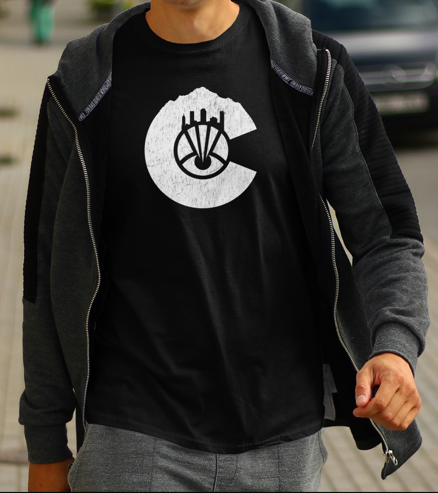 Denver Nuggets Eye Logo Design With City Skyline Elements T-Shirt