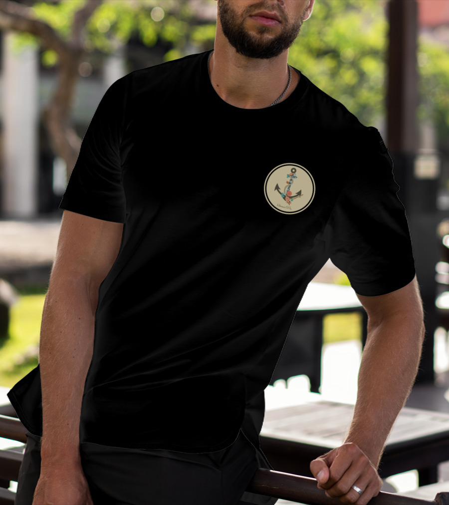 Anchor Soul Nautical Floral Emblem T-Shirt