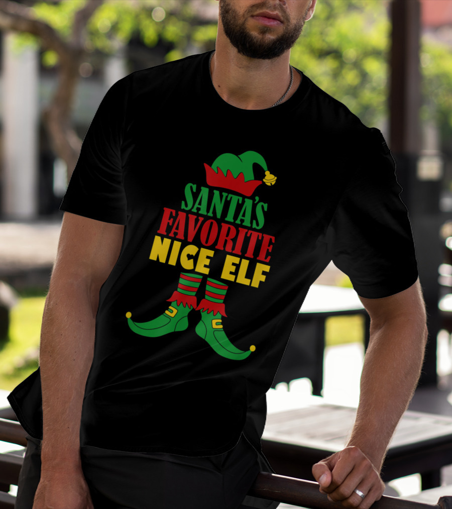 Santa's Favorite Nice Elf Christmas Matching T-Shirt