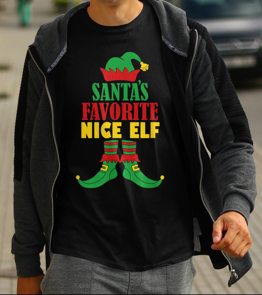 Santa's Favorite Nice Elf Christmas Matching T-Shirt