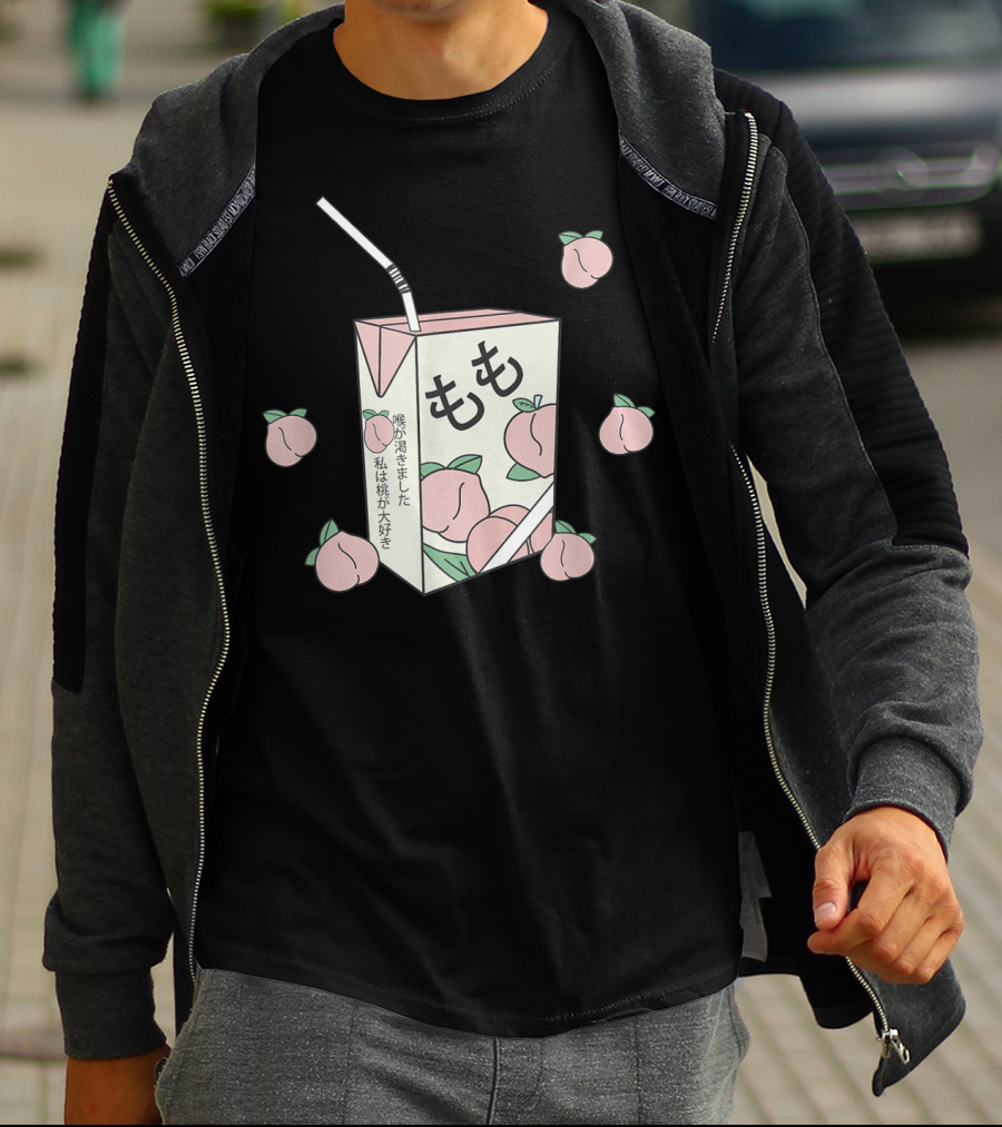 Japanese Momo Peach Juice Box Aesthetic Otaku Anime 90s T-Shirt