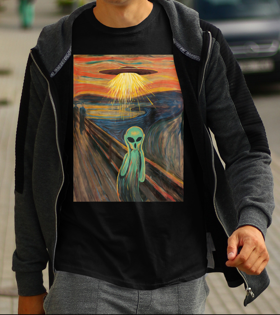 Alien Scream Munch UFO Painting T-Shirt