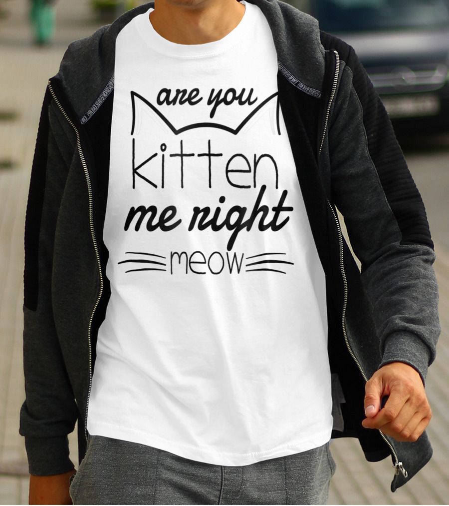 Are You Kitten Me Right Meow Cat Whiskers And Ears T-Shirt