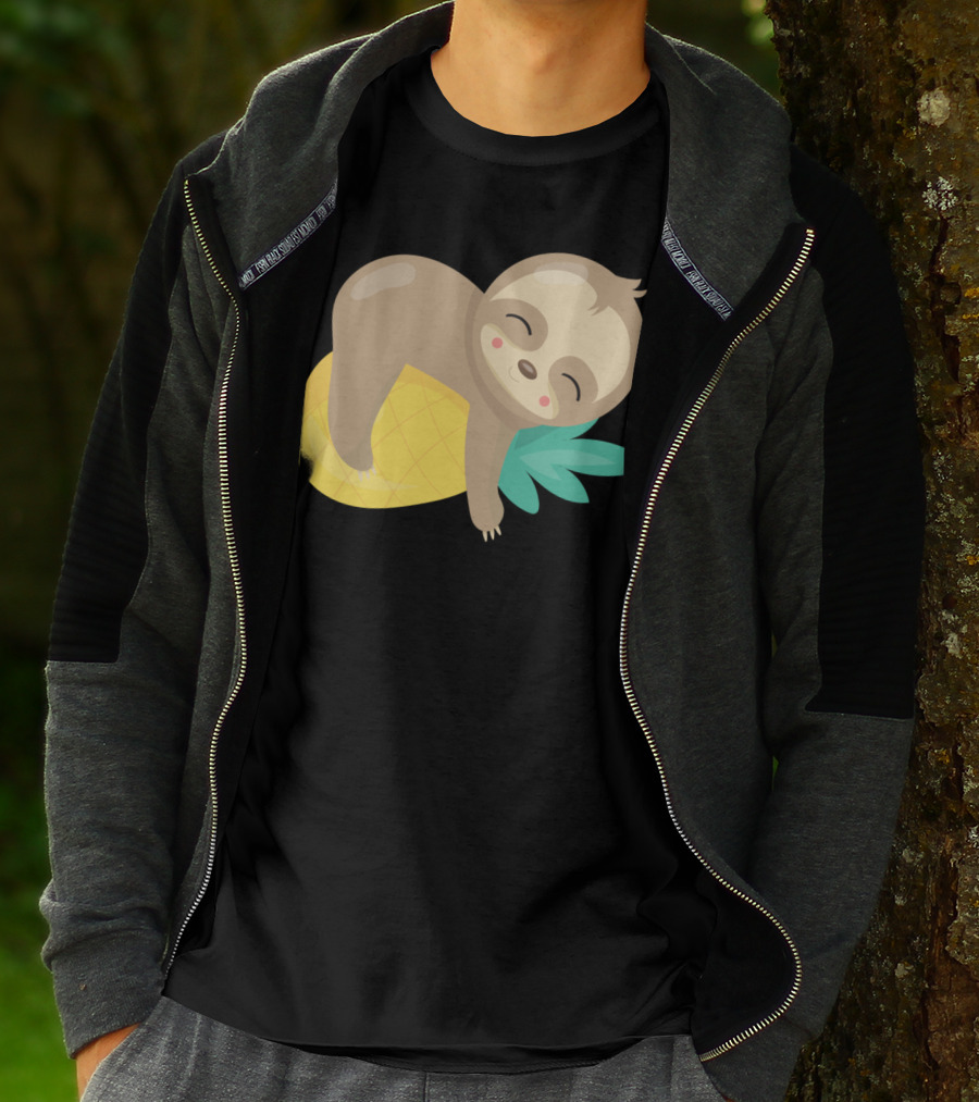 Baby Sloth Sleeping On Pineapple T-Shirt