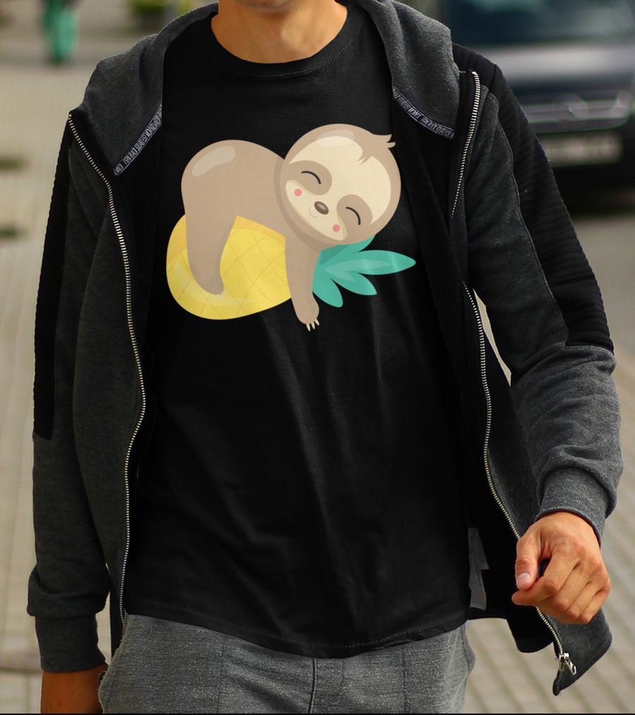 Baby Sloth Sleeping On Pineapple T-Shirt