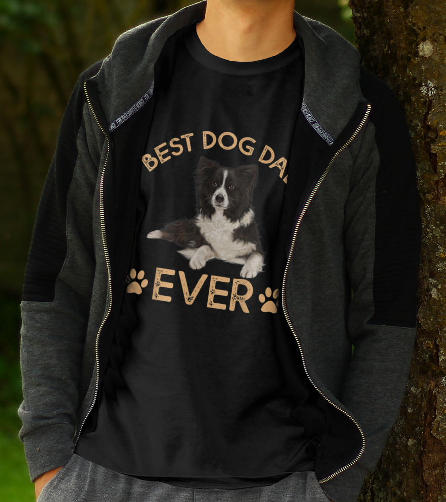 Best Border Collie Dog Dad Ever Paw Prints T-Shirt