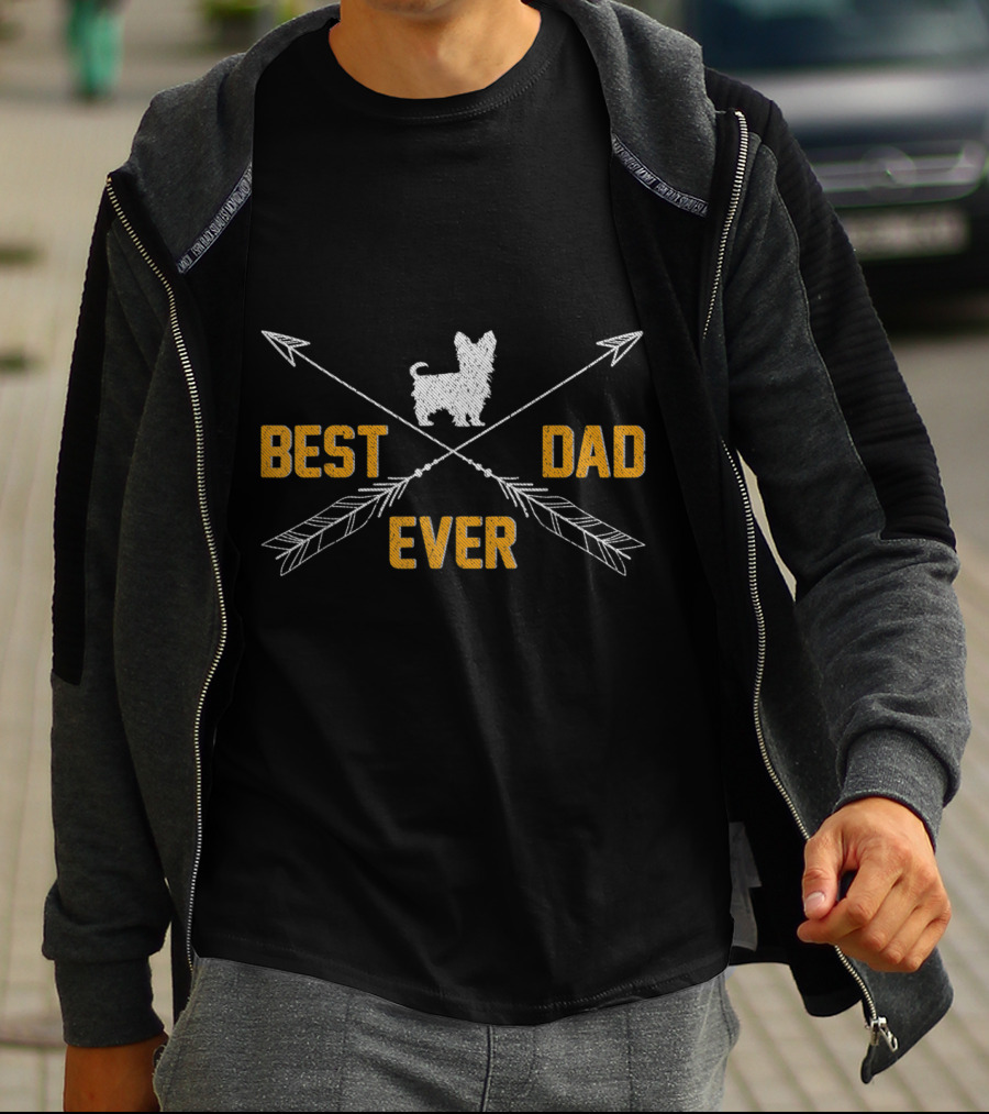 Best Yorkshire Terrier Dog Dad Ever Vintage Arrows T-Shirt
