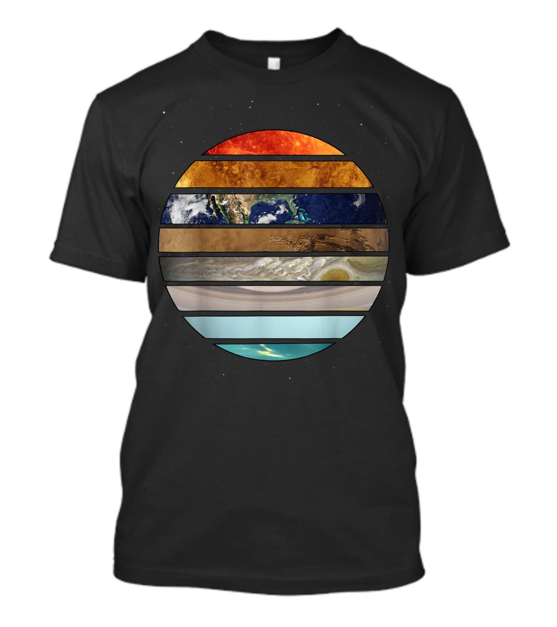 Amazing Planet Great Astronomy Solar System Stripes T-Shirt