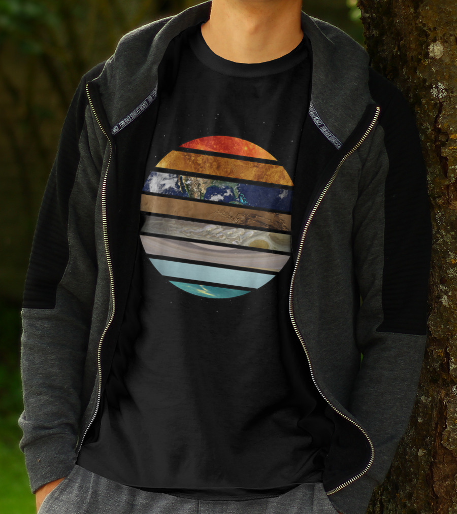 Amazing Planet Great Astronomy Solar System Stripes T-Shirt