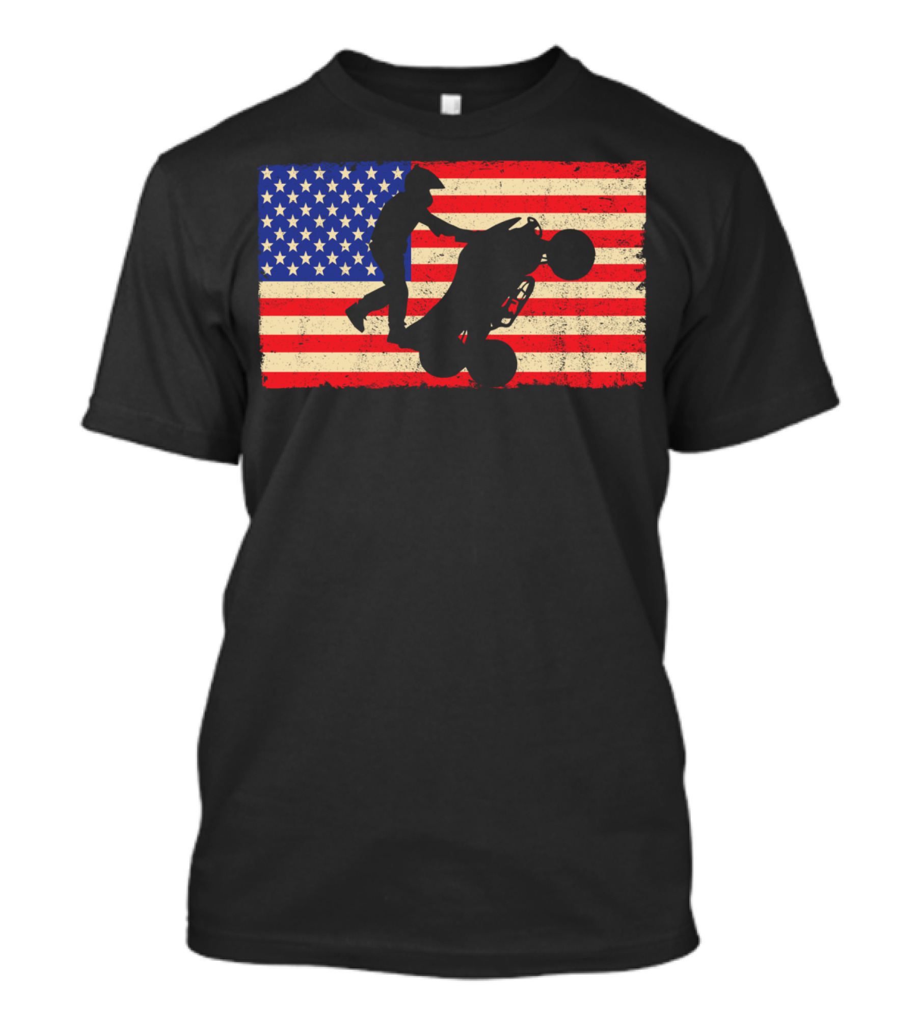 American Flag ATV Rider Wheelie Quad Bike Cool T-Shirt