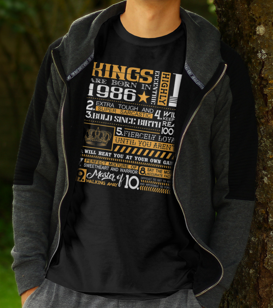 Highly Eccentric Kings Are Born In 1986 Extra Tough Super Sarcastic Bold Fiercely Loyal Perfect Mixture T-Shirt