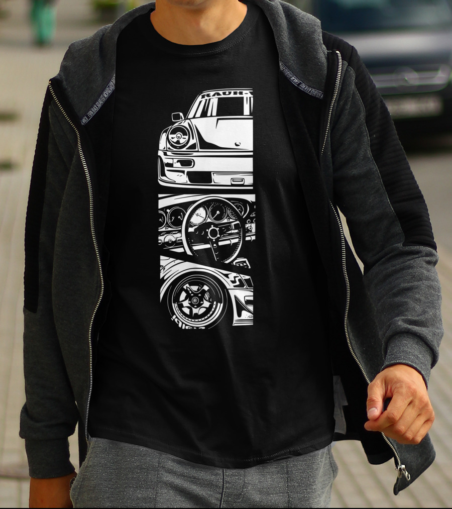 Rauh Welt Begriff German Classic Car Oldtimer Dashboard Wheel T-Shirt