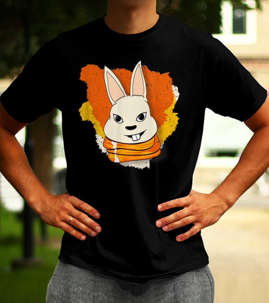 Bunny With Orange Yellow Scarf And Women For Easter T-Shirt