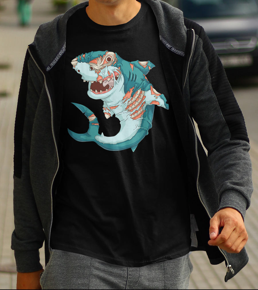 Cool Zombie Shark Funny Lazy DIY Halloween T-Shirt