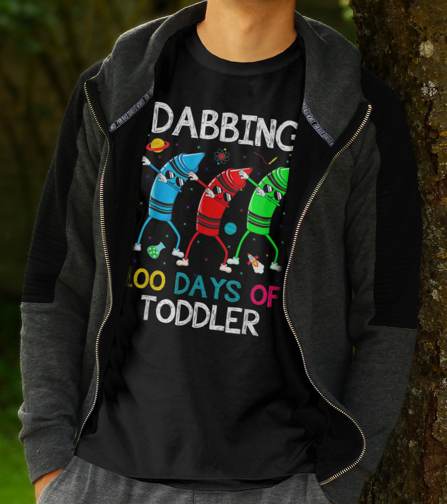 Dabbing 100 Days Of Toddler With Dabbing Crayons In Space T-Shirt