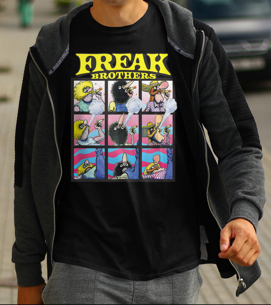 Freak Brothers Puff Puff Pass Out Comic Panels Characters T-Shirt