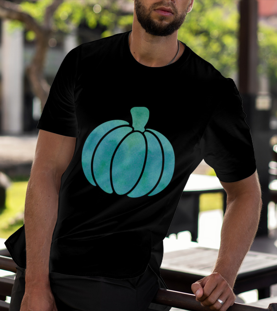 Fall Teal Pumpkin Girl Watercolor T-Shirt