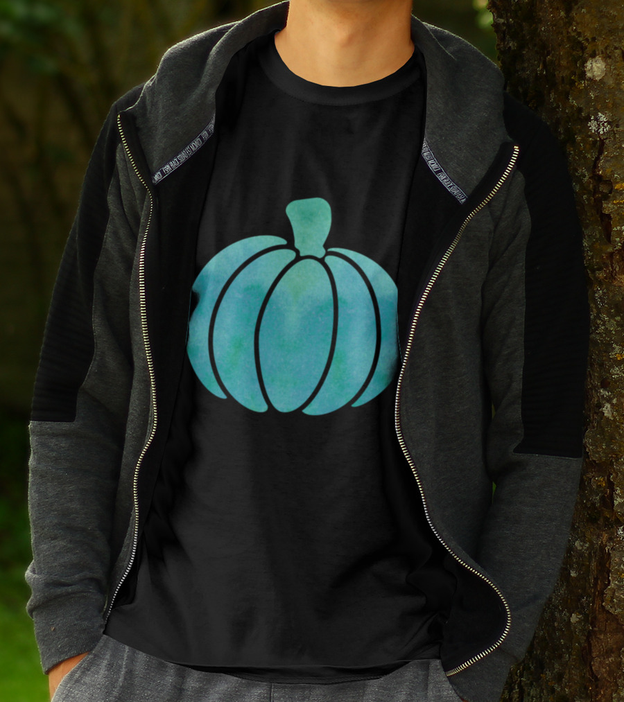 Fall Teal Pumpkin Girl Watercolor T-Shirt