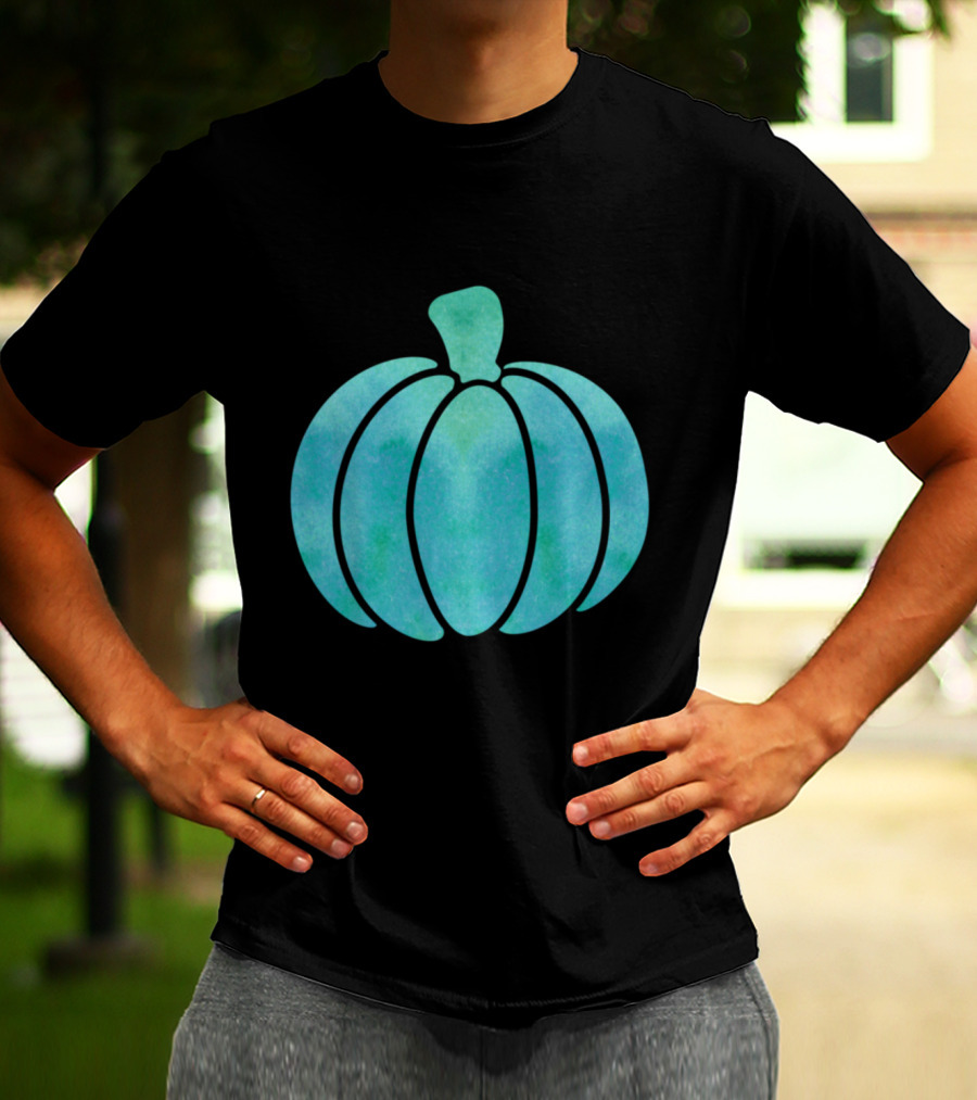 Fall Teal Pumpkin Girl Watercolor T-Shirt