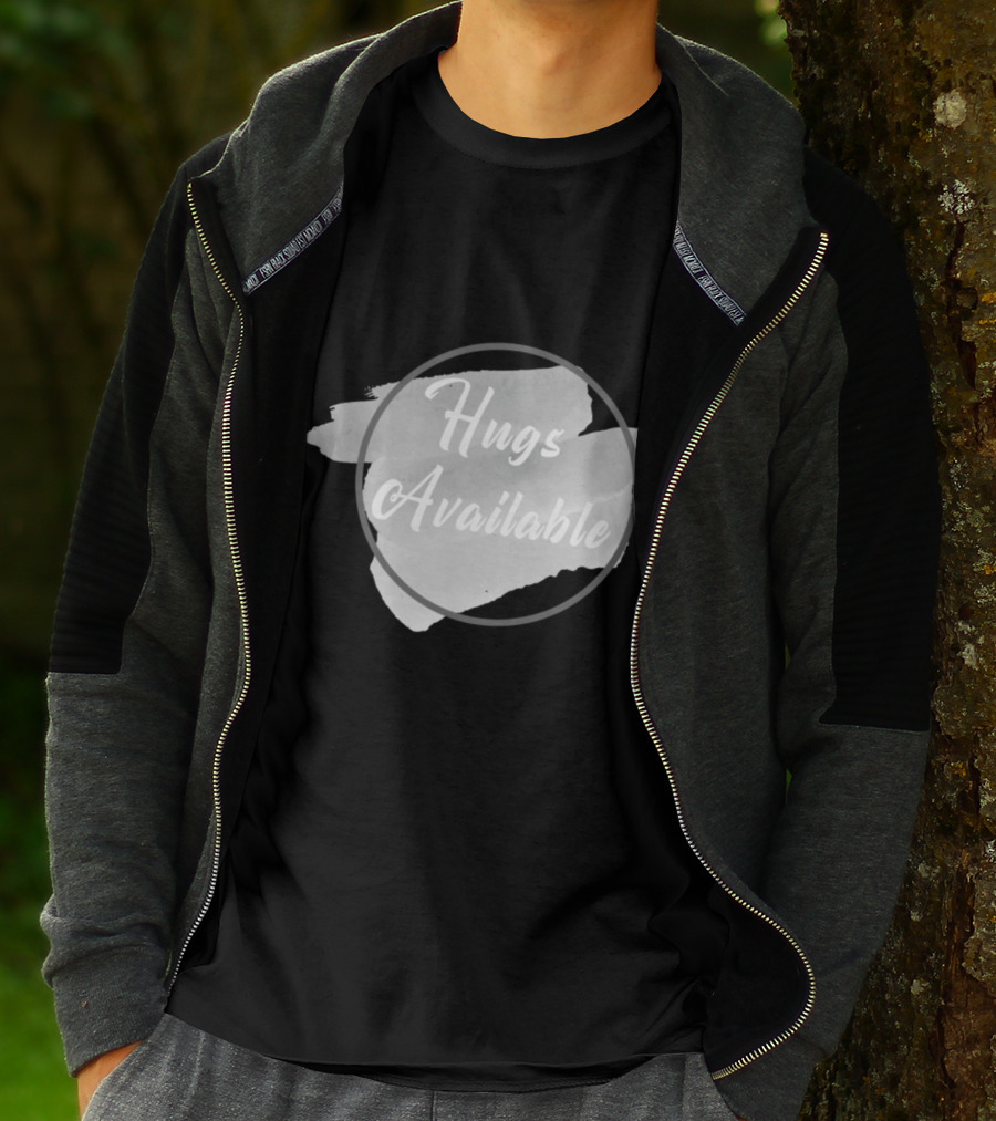 Hugs Available Watercolor Brushstroke Circle T-Shirt