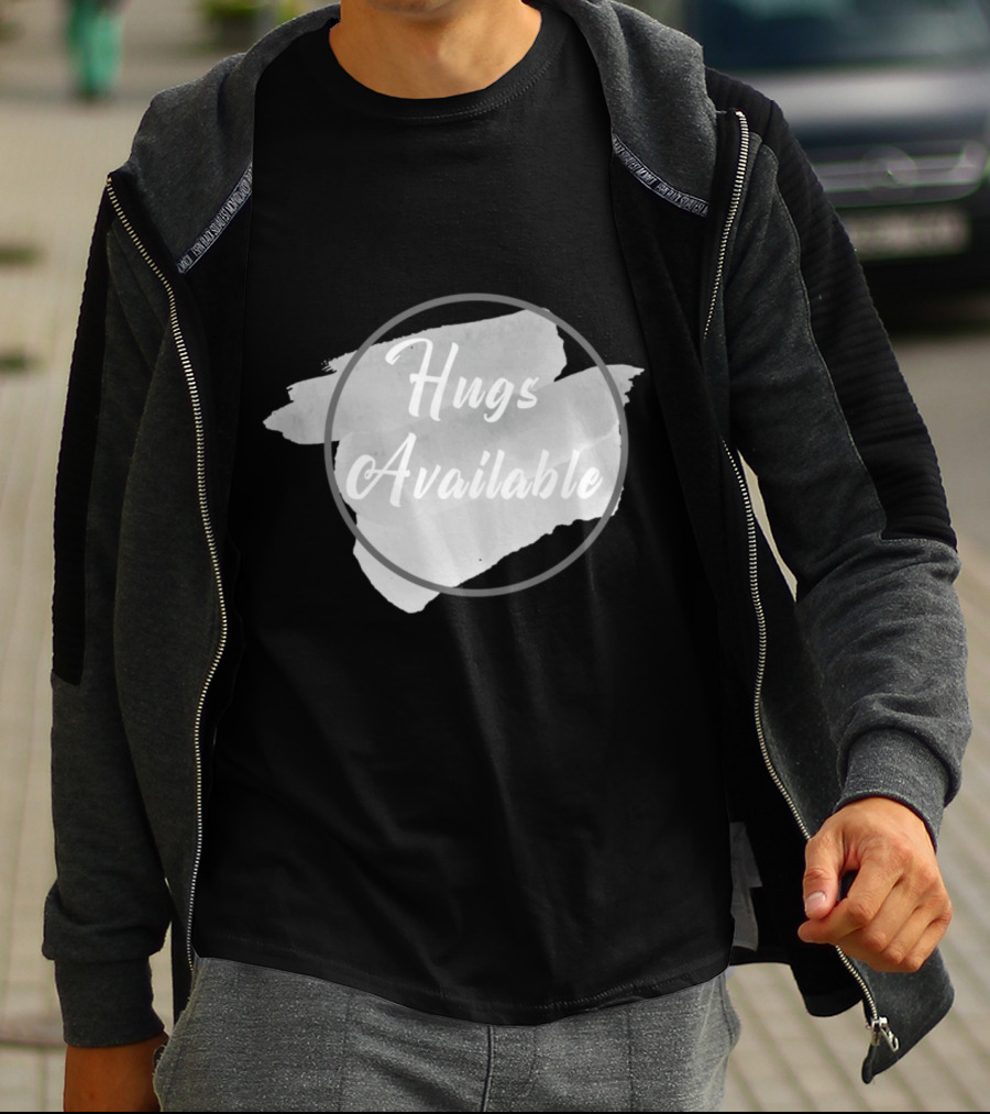 Hugs Available Watercolor Brushstroke Circle T-Shirt
