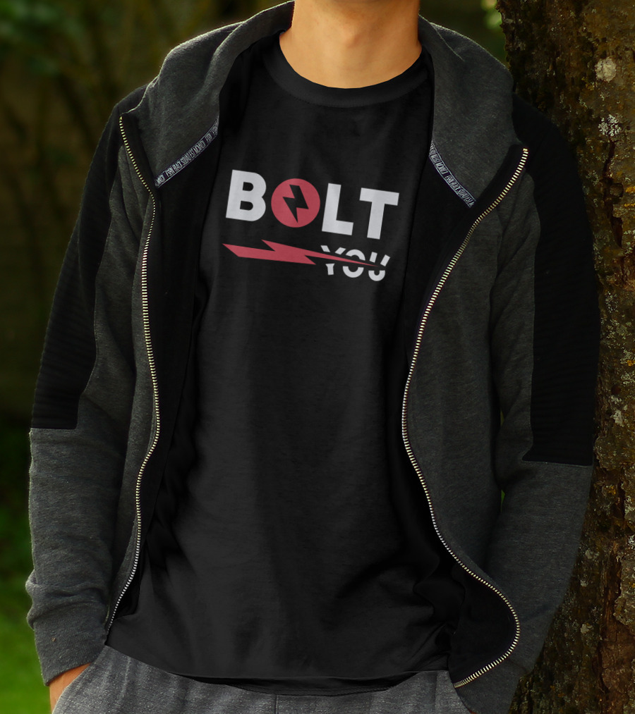 BOLT You Lightning Bolt Circle Graphic With Red Slash T-Shirt