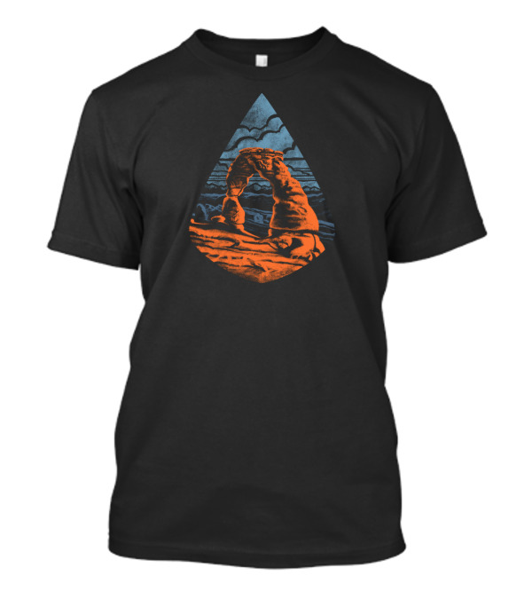Delicate Arch At Sunset With Dramatic Clouds In Teardrop T-Shirt
