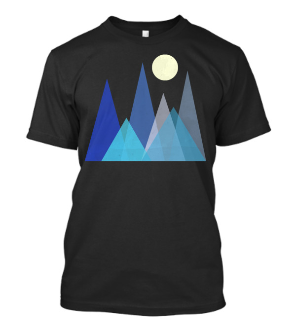 Geometric Peaks Under Moonlight With Mountain T-Shirt