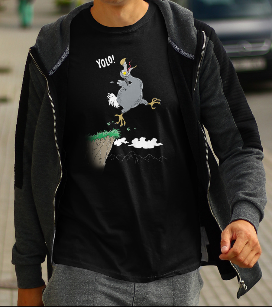 YOLO Dodo Jumping Off Cliff With Speech Bubble T-Shirt