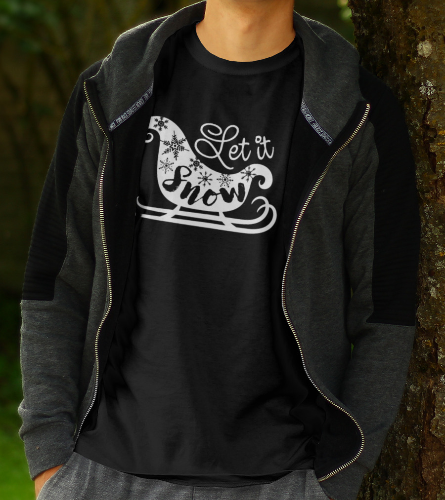 Let It Snow Sleigh With Snowflakes In Elegant Script T-Shirt