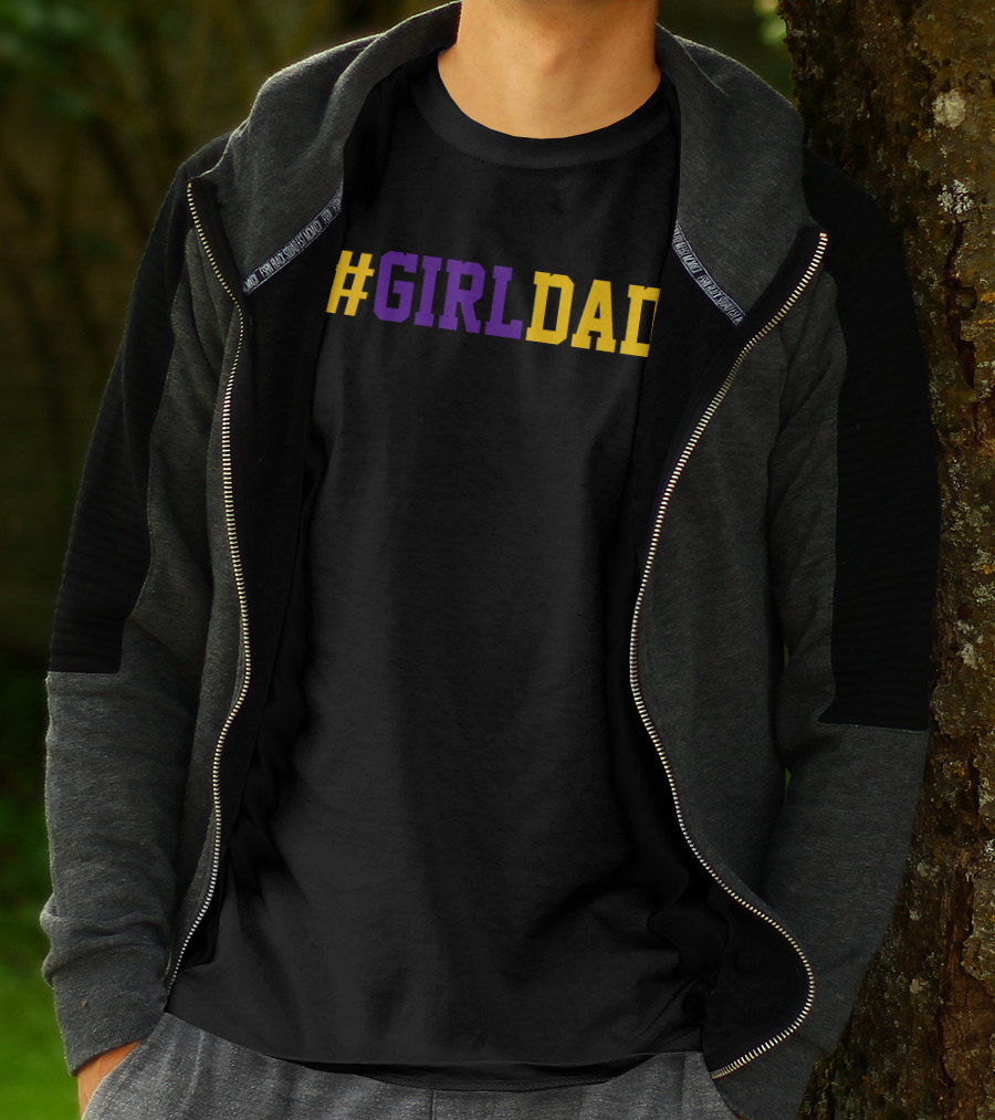 Girldad Girl Dad Father Of Daughters Number 8 Purple Yellow T-Shirt