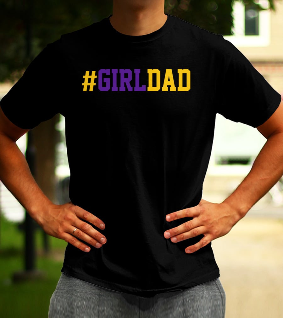 Girldad Girl Dad Father Of Daughters Number 8 Purple Yellow T-Shirt