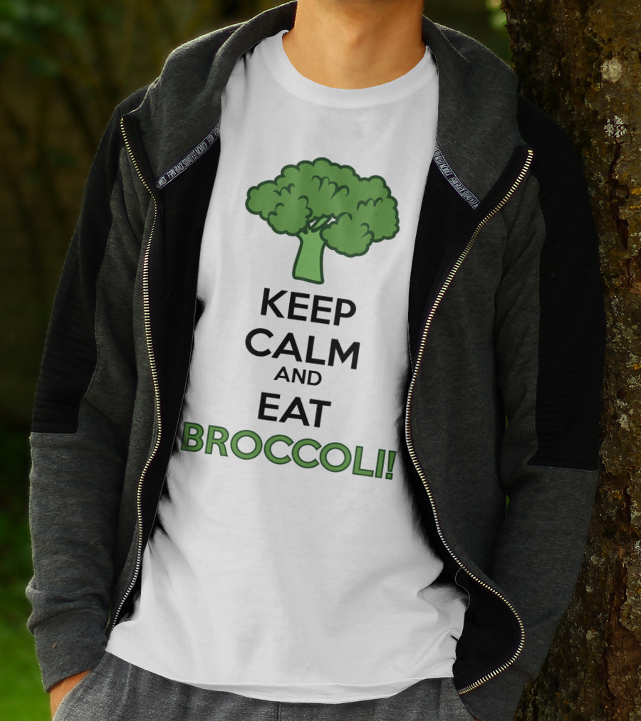Keep Calm And Eat Broccoli With Green Broccoli T-Shirt
