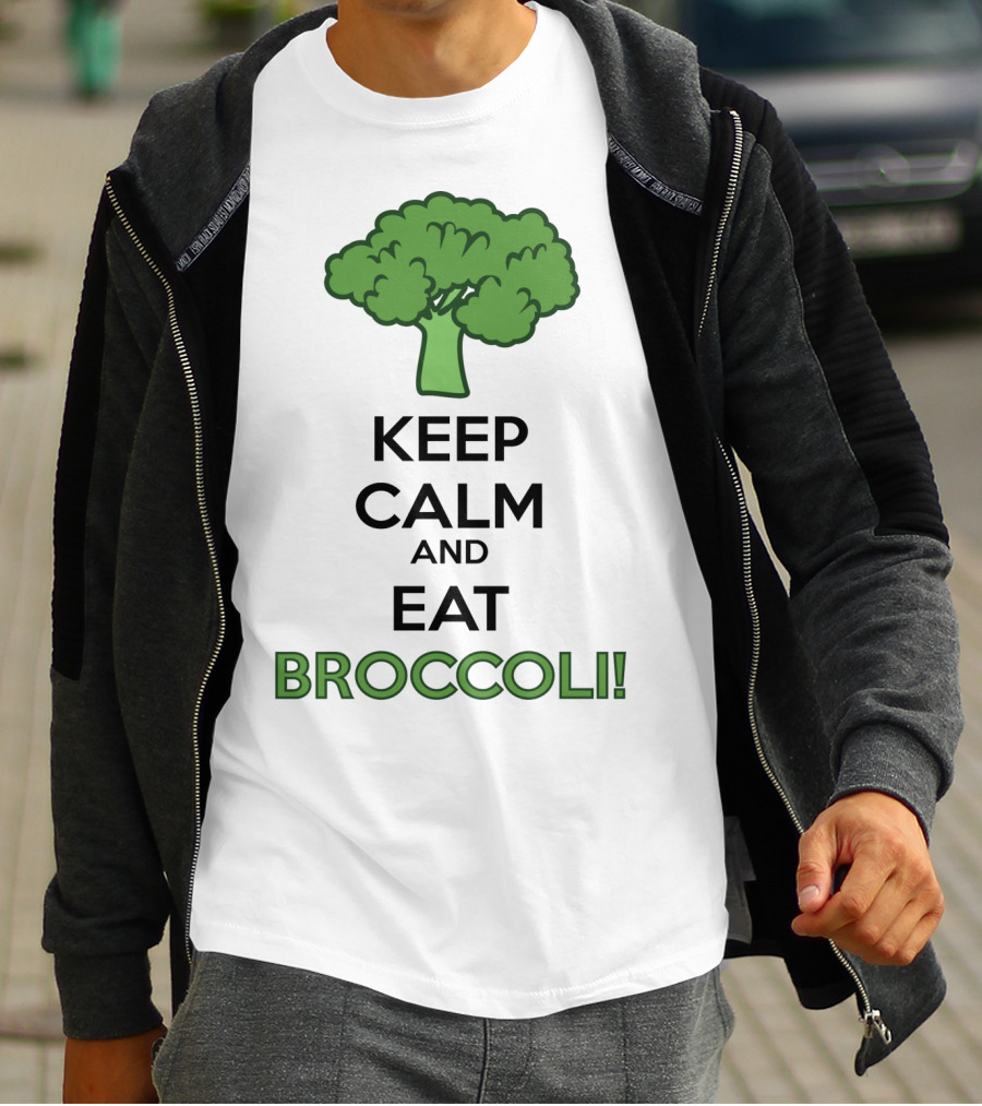 Keep Calm And Eat Broccoli With Green Broccoli T-Shirt