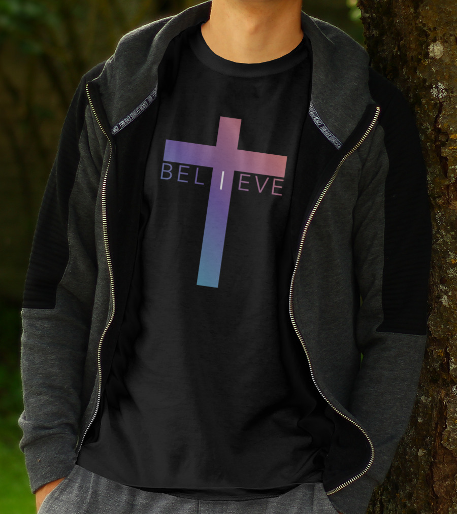 I Believe Gradient Cross T-Shirt