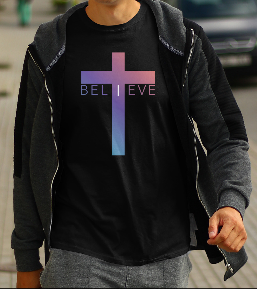 I Believe Gradient Cross T-Shirt