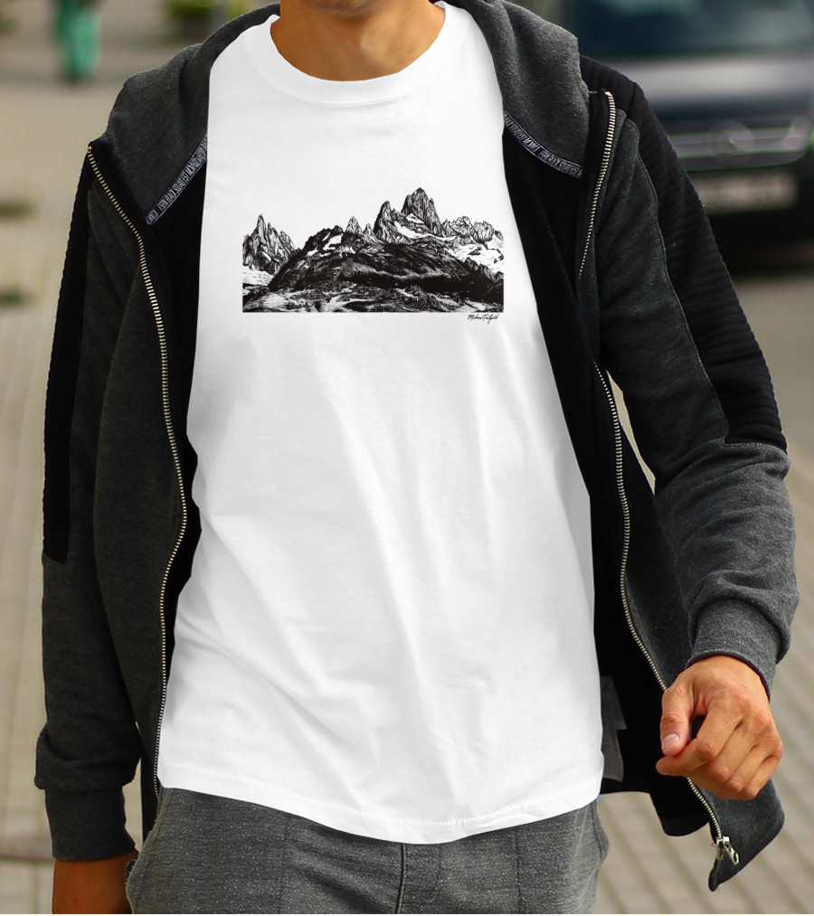 Mountainous Fitz Roy Patagonia Peaks Panorama T-Shirt
