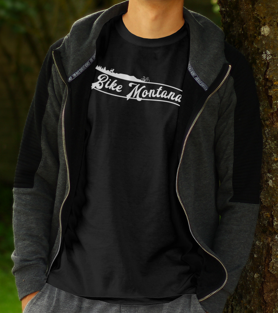 Bike Montana Scenic Ride With Forest And Mountains T-Shirt