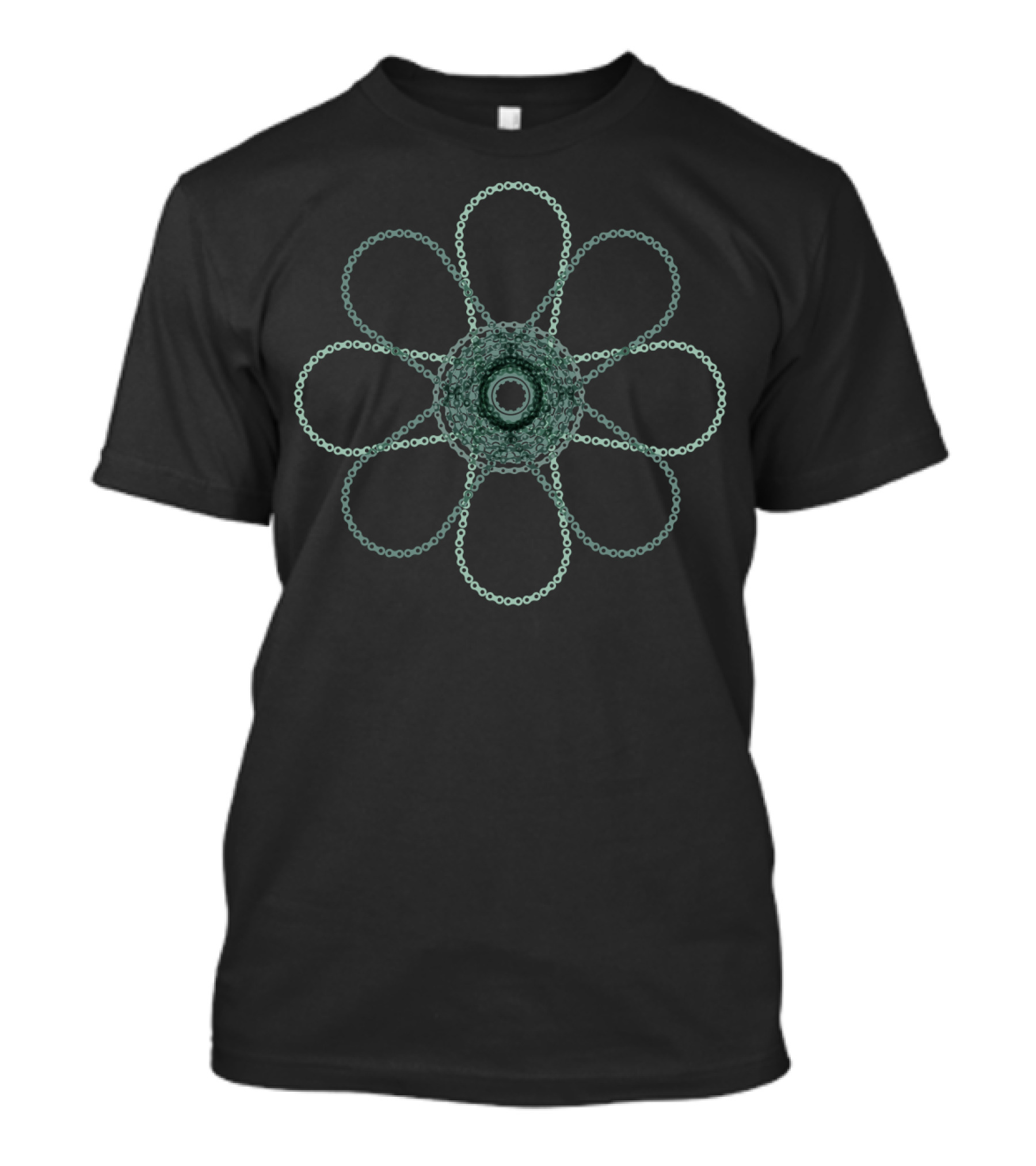 Chain Flower Power Pattern Bicycle Chain Mandala T-Shirt