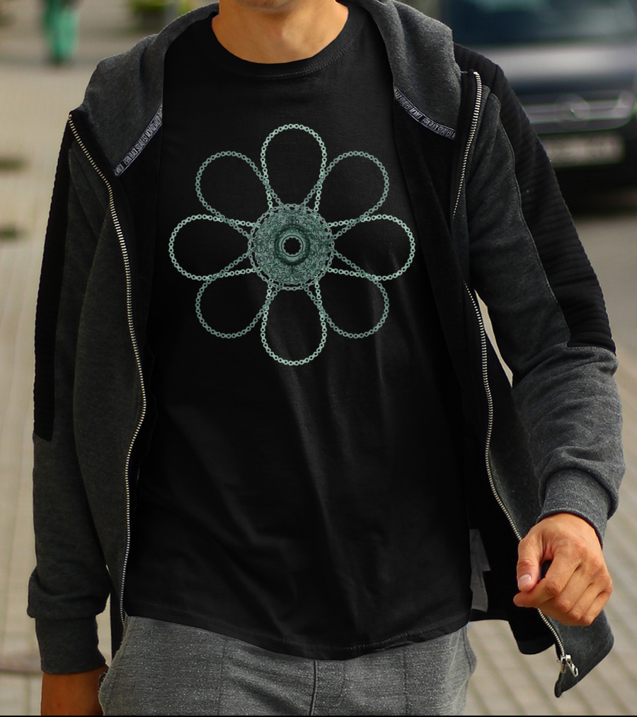 Chain Flower Power Pattern Bicycle Chain Mandala T-Shirt
