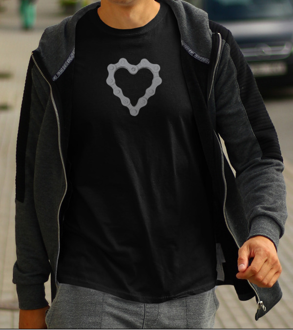 I Love Bike Heart Bicycle Chain T-Shirt