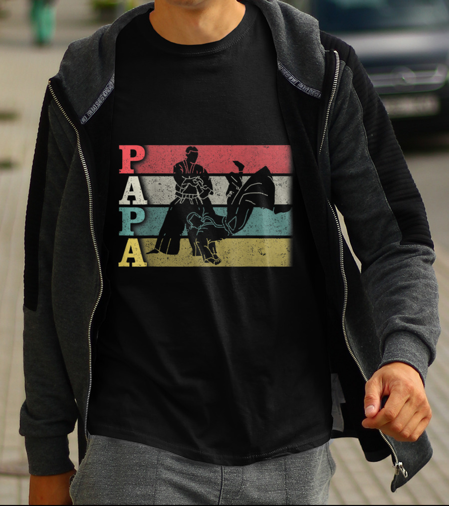 Vintage Aikido Papa Funny Dadfathers Day Martial Arts Action T-Shirt